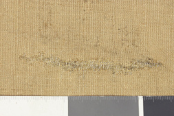 Fath 'Ali Shah, crack in the knee, reverse side after single-thread adhesion in the doubling canvas